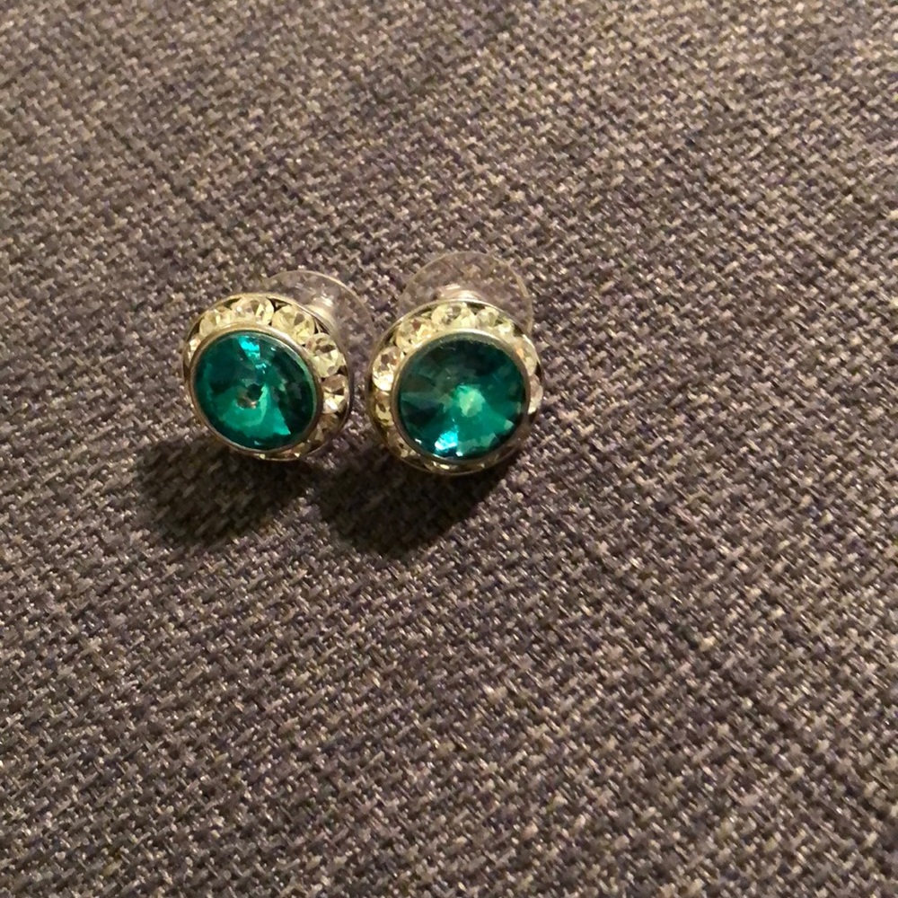 Emerald green costume jewelry earrings